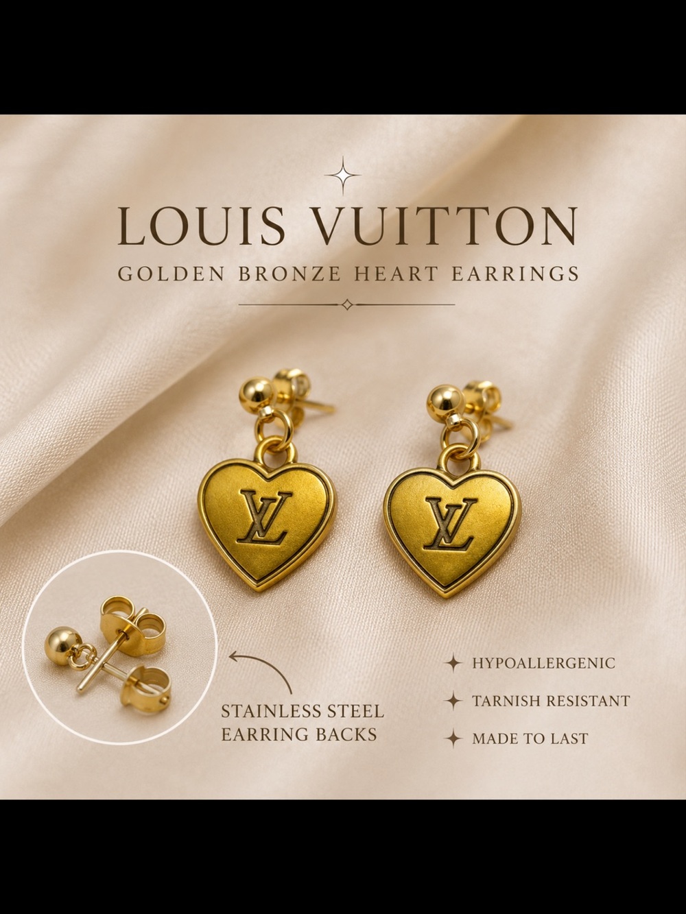 Golden bronze Louis Vuitton earrings